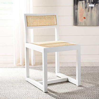 Safavieh Home Bernice White and Natural Cane Dining Chair