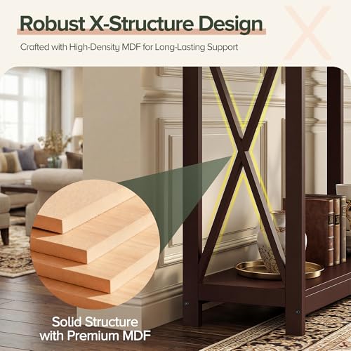 Console Table 39.5”, 2-Tier Narrow Sofa Side Table with Storage Shelf, Entrance Table for Hallway/Foyer/Living Room/Corridor/Office, Espresso
