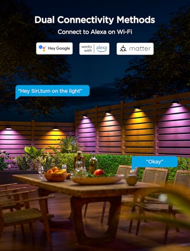 Govee Outdoor Deck Lights, RGBIC Outdoor Lights with 4000K White Light, IP65 Smart Fence Lights with App Control, Voice Control, LED Path Light for Outdoor Decor,Wired 6 Packs (32.8ft)