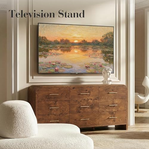 Curved 9-Drawer Dresser for Bedroom, 63" Wide Modern Chest of Drawers, view 5
