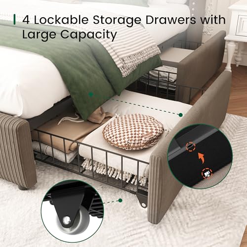 King Size Bed Frame with 4 Storage Drawers, view 5
