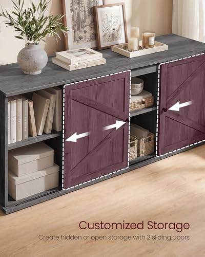 Farmhouse TV Stand for 65'' TV, Media Console, Sliding Barn Doors, view 6