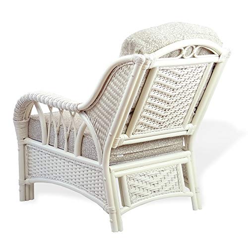 Rattan Wicker Natural ECO Handmade Design Alexa Living Armchair White Color with Cushion