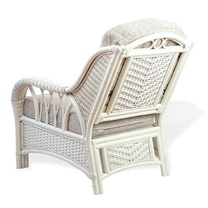 Rattan Wicker Natural ECO Handmade Design Alexa Living Armchair White Color with Cushion