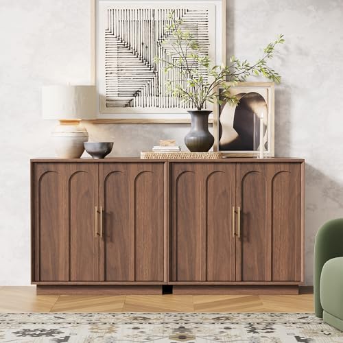 31.5" Sideboard Buffet Cabinet with Storage, Walnut, view 6