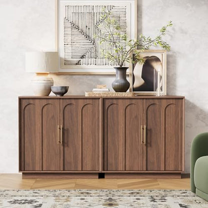 31.5" Sideboard Buffet Cabinet with Storage, Walnut, view 6