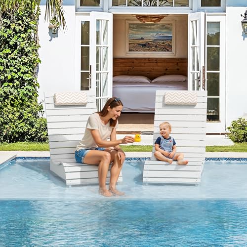 Pool Lounge Chairs Set of 2,Fade-Proof for Shallow Water Headrest, view 8