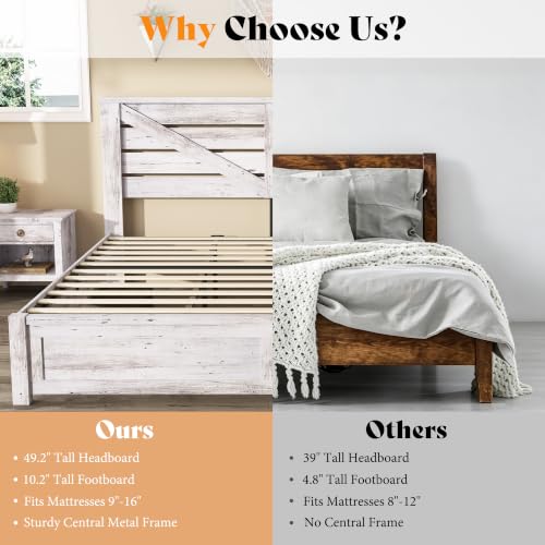 5-Piece Farmhouse Bedroom Set, Queen Bed Frame & Dresser, White, view 6