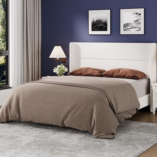 Full Bed Frame with Wingback Headboard, Velvet Upholstered, view 4
