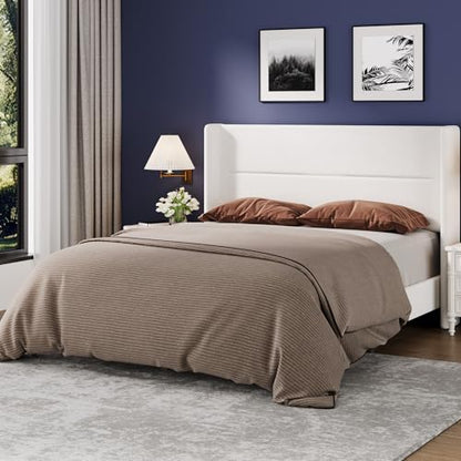 Full Bed Frame with Wingback Headboard, Velvet Upholstered, view 4