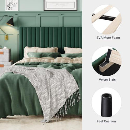 Queen Velvet Platform Bed with Tufted Headboard, view 6