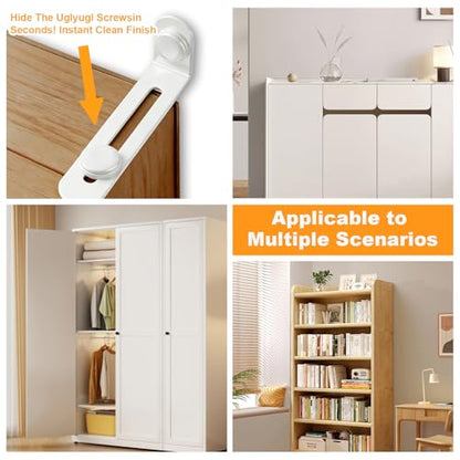 12 Pack Furniture Anchors for Baby Proofing, Anti Tip Furniture Anchors Kit(450lb), Furniture Wall Anchor for Dresser, Cabinet & Bookcase, Earthquake, Baby & Pet Safety in Nursery, Living Room (White)