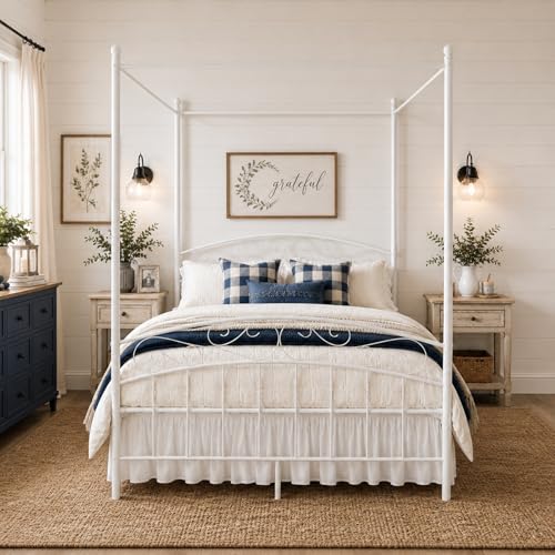 Metal Canopy Bed Frame Full Size with Headboard & Footboard, view 7