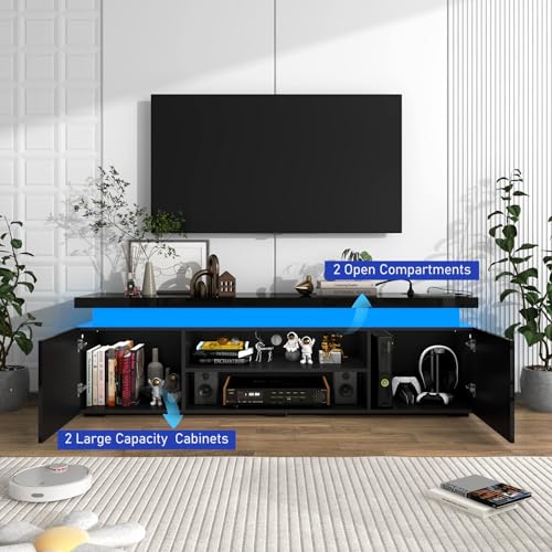 LED TV Stand for 75 Inch TV, Modern TV Stand with Power Outlet, view 6