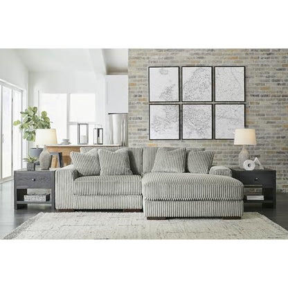 Signature Design by Ashley Lindyn 99-Inch L-Shaped Sectional Couch, Fog Gray, Plush Reversible Cushions, Durable Reinforced Engineered Wood and Wood Frame, Living Room Furniture