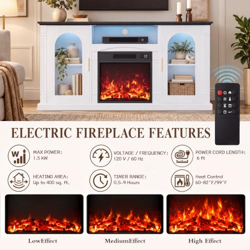 58'' W Fireplace TV Stand, Entertainment Center for TV up to 65'', view 4