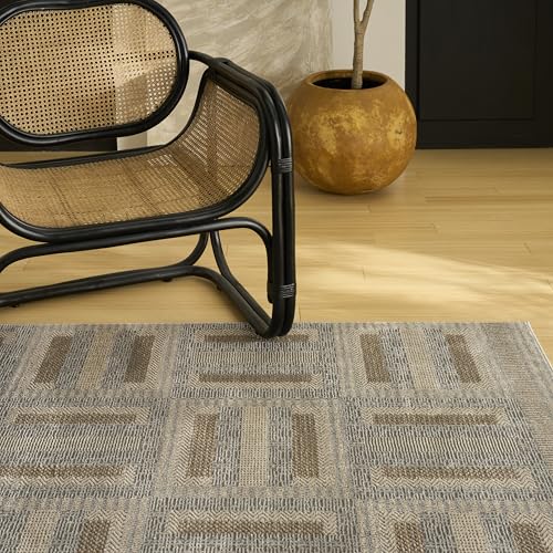Home Nordic Grey Multicolor 8' x 10' Scandinavian Area Rug - Easy Clean, Non Shedding, Bed Room, Living Room, Dining Room, Kitchen (8' x 10')