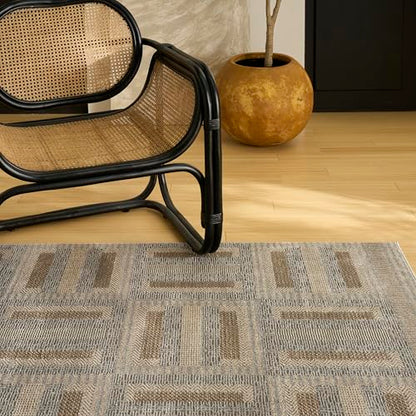 Home Nordic Grey Multicolor 8' x 10' Scandinavian Area Rug - Easy Clean, Non Shedding, Bed Room, Living Room, Dining Room, Kitchen (8' x 10')