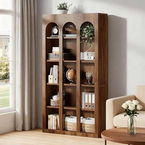 5-Tier Arched Bookshelf, 70.87-Inch Mid Century Modern Bookcase, view 2