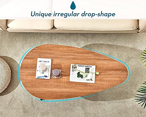 Mid Century Modern Coffee Table for Living Room Rustic Oval Coffee Table Small Retro Accent Sofa Center Table for Living Room,22.2" D x 42.5" W x 17.1" H, Walnut Oak | Mid Century Modern