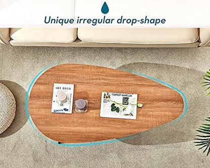 Mid Century Modern Coffee Table for Living Room Rustic Oval Coffee Table Small Retro Accent Sofa Center Table for Living Room,22.2" D x 42.5" W x 17.1" H, Walnut Oak | Mid Century Modern