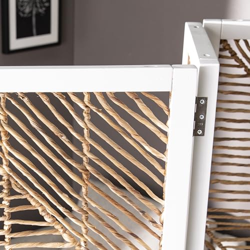 Quilino Woven Room Divider/Screen - Bohemian Design, Natural Rattan - Solid Wood, Fully Assembled - Ideal for Living Room, Home Office (HZ1153466)