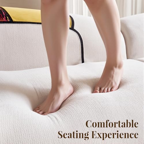 102" Oversized Modern Curved Sofa, Minimalist 4-Seat Chenille Couch for Living Room Apartment, Boneless Sectional Floor Lounge Couches with Bohemian Style Pillows, No Assembly