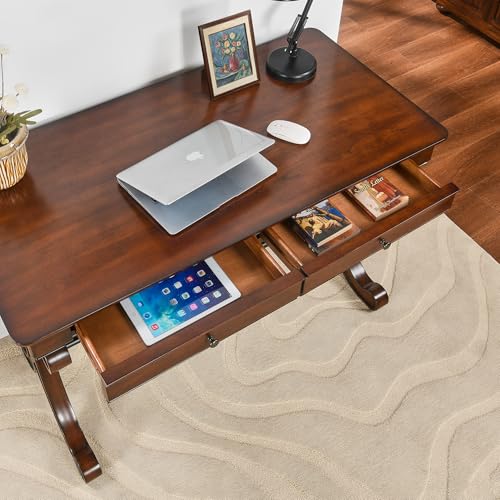 Traditional Wood Writing Desk with 2 Drawers, 47" Large Work Desk, view 5