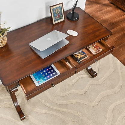 Traditional Wood Writing Desk with 2 Drawers, 47" Large Work Desk, view 5