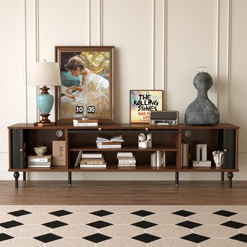 78" Mid Century Modern TV Stand, Solid Wood TV Console, view 5