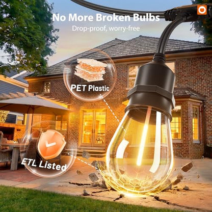 100FT Outdoor String Lights with Remote Dimmable Patio Lights Waterproof, view 4
