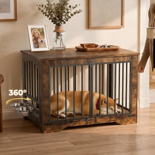 38 in Modern Farmhouse Dog Crate Furniture End Table, view 3