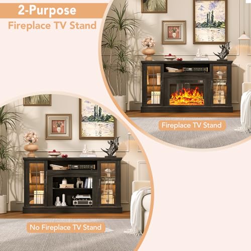 2-in-1 Multifunctional Fireplace TV Stand with 23" Removable Electric Fireplace, view 4