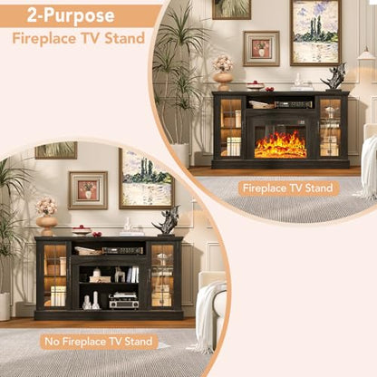 2-in-1 Multifunctional Fireplace TV Stand with 23" Removable Electric Fireplace, view 4