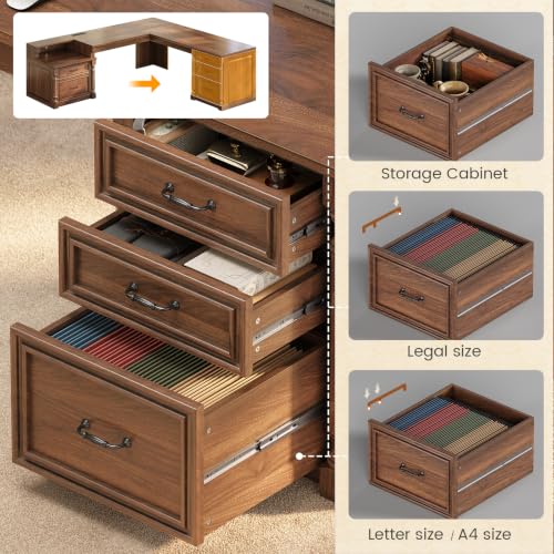 72.8" Large L Shaped Executive Desk with 5 Storage Drawers & Charging Station, view 4