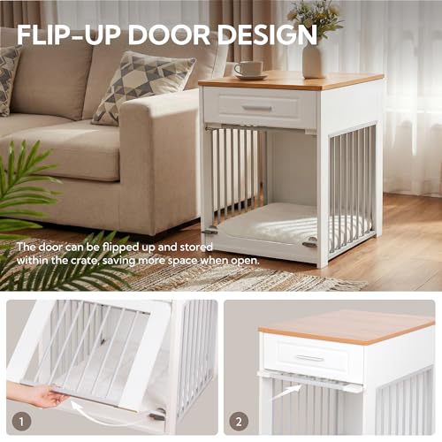 Dog Crate Furniture End Table with Flip-Up Door for Small Dogs, view 4