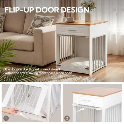 Dog Crate Furniture End Table with Flip-Up Door for Small Dogs, view 4