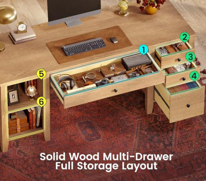 58'' Solid Pine Wood Computer Desk, view 5