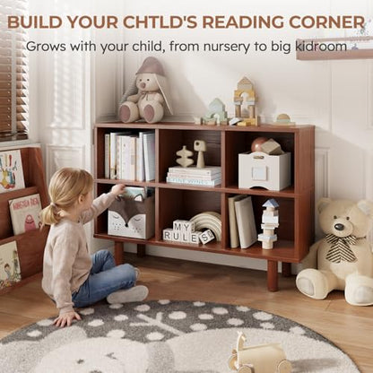 Solid Wood 6 Cube Storage Organizer, Horizontal Bookshelf with Storage, view 4