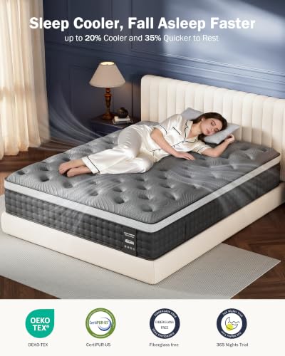 Firm Queen Mattress 14 inch, Cooling Hybrid Queen Mattress in a Box, view 5