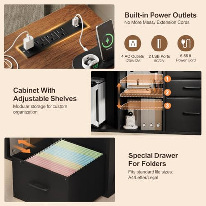 L Shaped Standing Desk - Farmhouse Smart Computer Desk with Storage, view 6