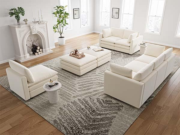 Cloud Couches for Living Room L Shaped Sectional Couch with Ottoman Deep Plush 4 Seats Sofa Modern Sofa for Apartment