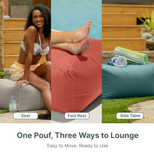 Leon Outdoor Bean Bag Ottoman, Black & White Stripes
