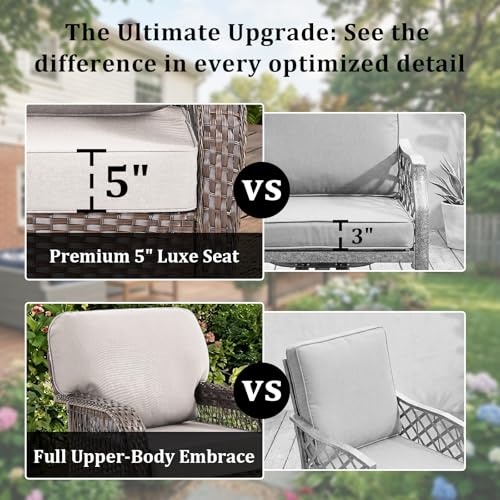 2-Piece Wicker Patio Swivel Rocking Chair Set, Beige, view 5