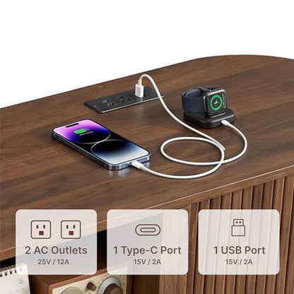 63'' Tambour TV Stand with Power Outlet for TVs up to 70, view 5