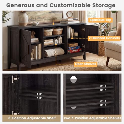 Farmhouse TV Stand for TVs up to 65 Inches, TV Console Table with Barn Doors, view 8