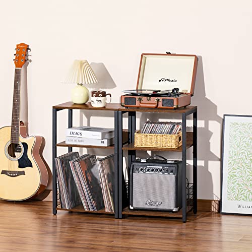 3 Tier End Table, Record Player Stand with Storage Up to 100 Albums, view 7
