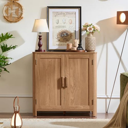 Sideboard Buffet Cabinet with Storage, 31.5" Arc-Shaped Credenza with 2 Doors & Adjustable Shelves, Mid Century Modern Coffee Bar Storage Cabinet for Kitchen, Living Room, Entryway, Darkwood