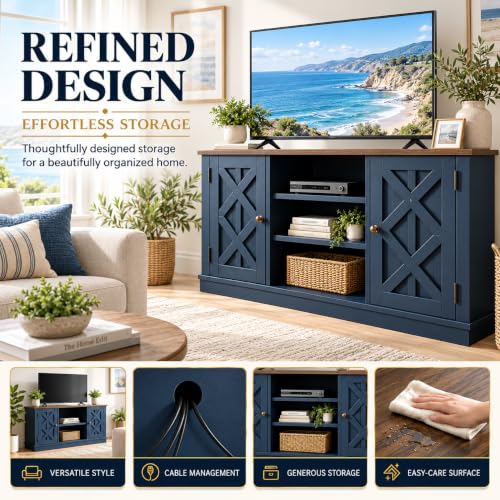 54 Inch TV Stand Entertainment Center with 2 Front Doors and 6 Shelves for TVs, view 6