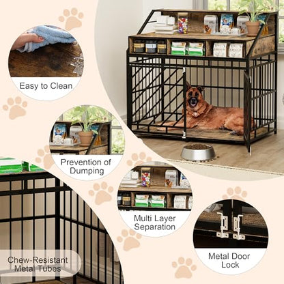 Dog Crate Furniture, Wooden Dog Crate End Table, Wooden Dog Crate with Divider, view 3